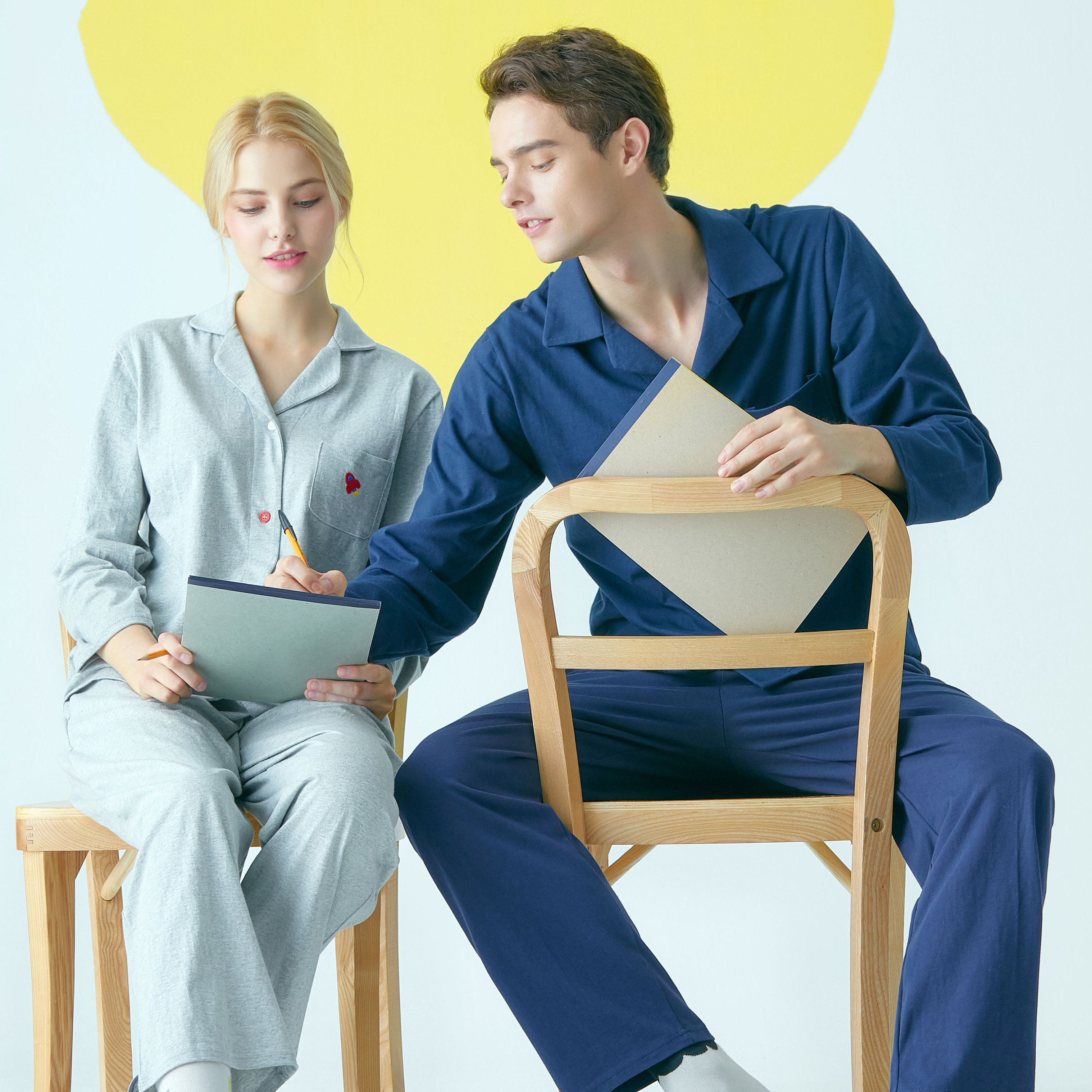 Men &amp; Women&#39;s Pajama - Navy Rocket Pajama Set 