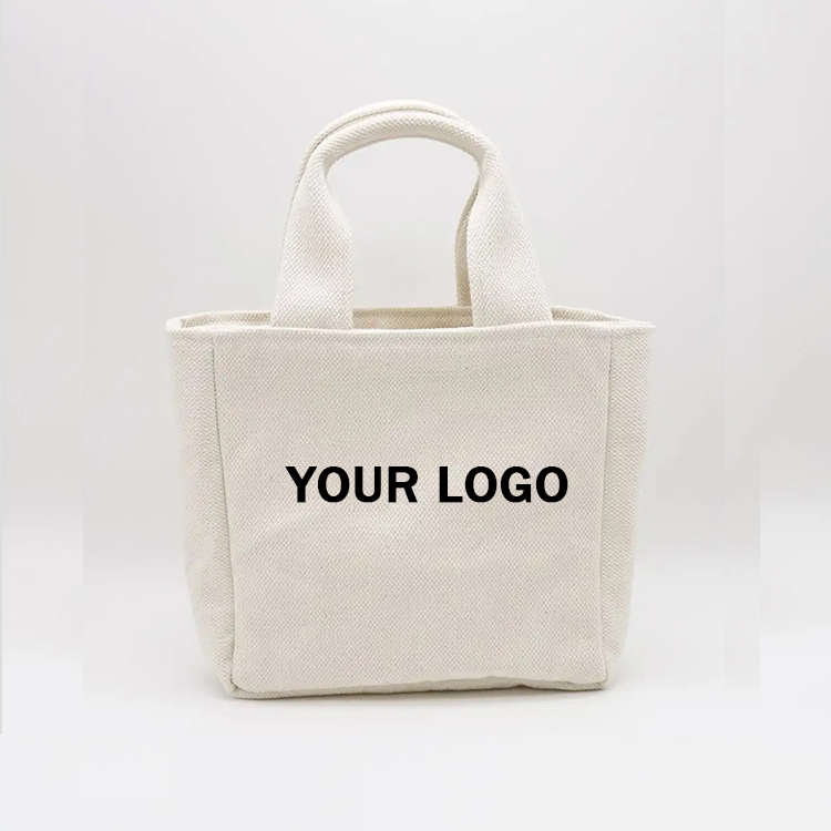 Ginzeal Mini Tote Bags Reusable Customized Cartoon Logo Printed Shopping White Cotton Canvas Women Tote Bag For Girl 