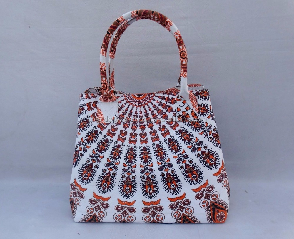 Indian Mandala Hand Bag Handmade Mandala Tote Purse Girls Shopper Handle Bag Women Fashion Solder Bags