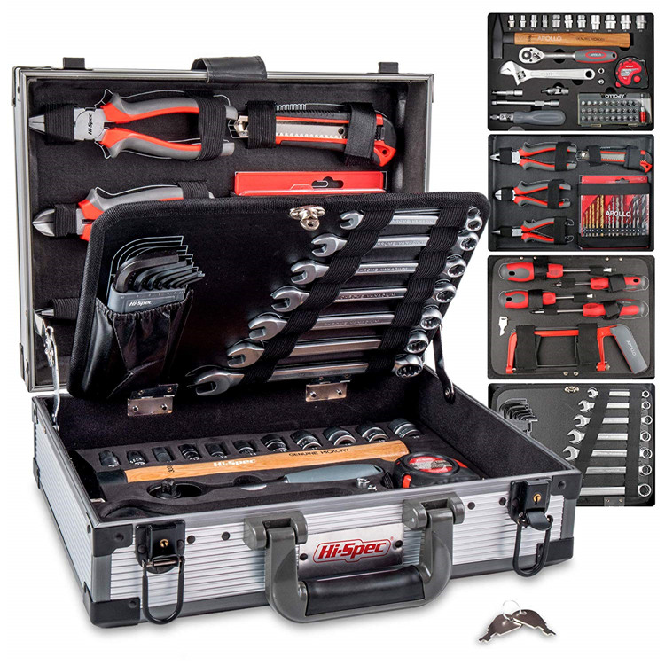 Hi-spec 91 Piece Chrome Vanadium Tool Box Set With Most-reached For Home &amp; Garage Repair Hand Tools In A Aluminum Tool Case Kit 