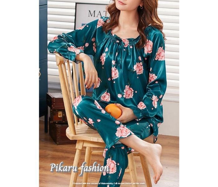 Wholesale Women Pajamas Summer Long Sleeve Satin Sleep Wear Pyjama Women's Sleepwear Night Dress 2 Piece Set 