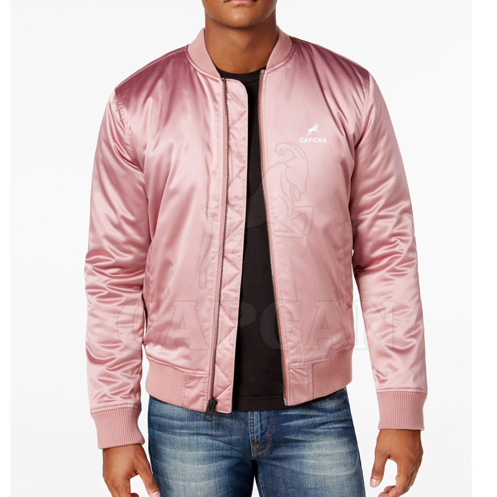 Super Soft Men&#39;s Bomber Jacket Oem Custom Satin Bomber Winter Jacket 