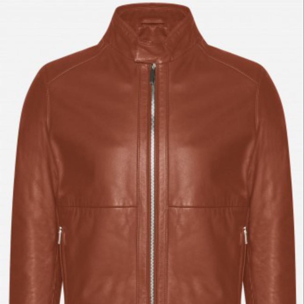 Top Sponsor Listing Winter 2021 Fashion Men&#39;s Leather Genuine Top Zipper Stand Collar Vintage Men Jacket 