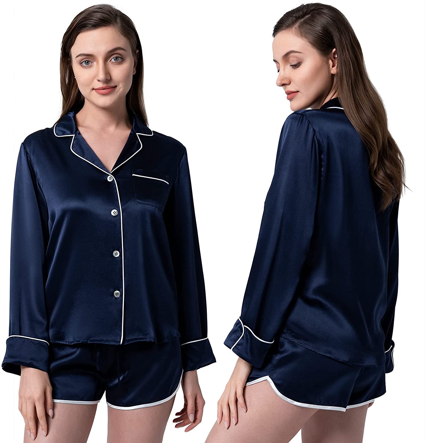 New 100% Mulberry Natural Silk Sexy Lingerie Satin Silk Pajamas For Girl Ladies Sleepwear Nightgown Best Quality 