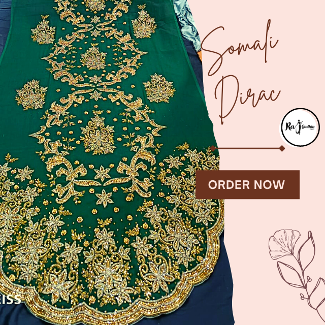 Theme Somali Bridal Wedding Dress New Design Clothing For Women Somali Dirac Dress Hand Beaded Soft Silk Cotton Medium Weight 