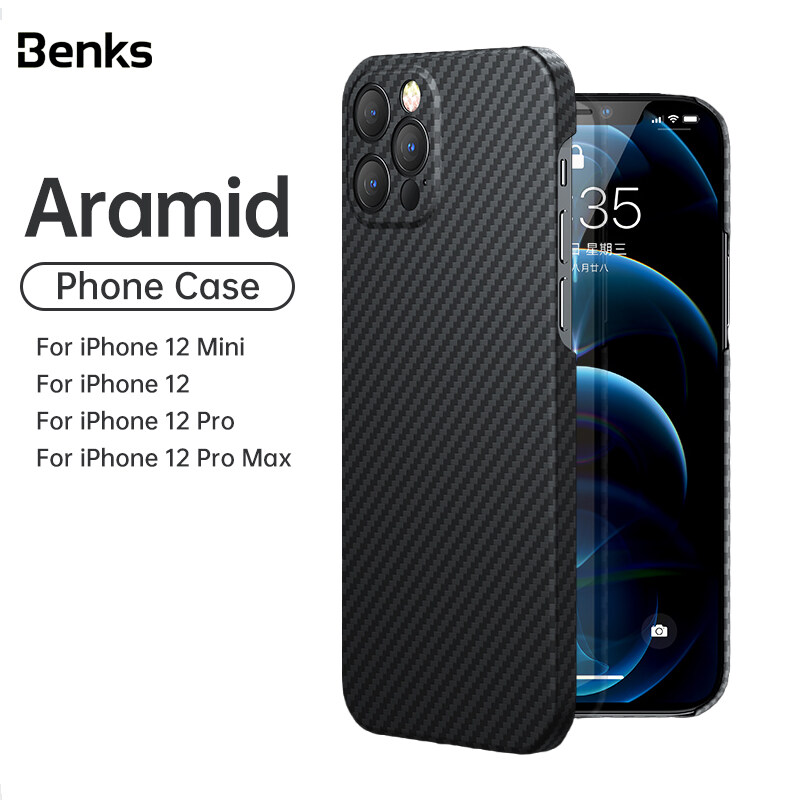 Benks For iPhone 12 Mini Pro Max Aramid Carbon Fiber Phone Protection Case Anti-fall Shockproof Dirt-resistant Ultra Thin Lightweight Cover