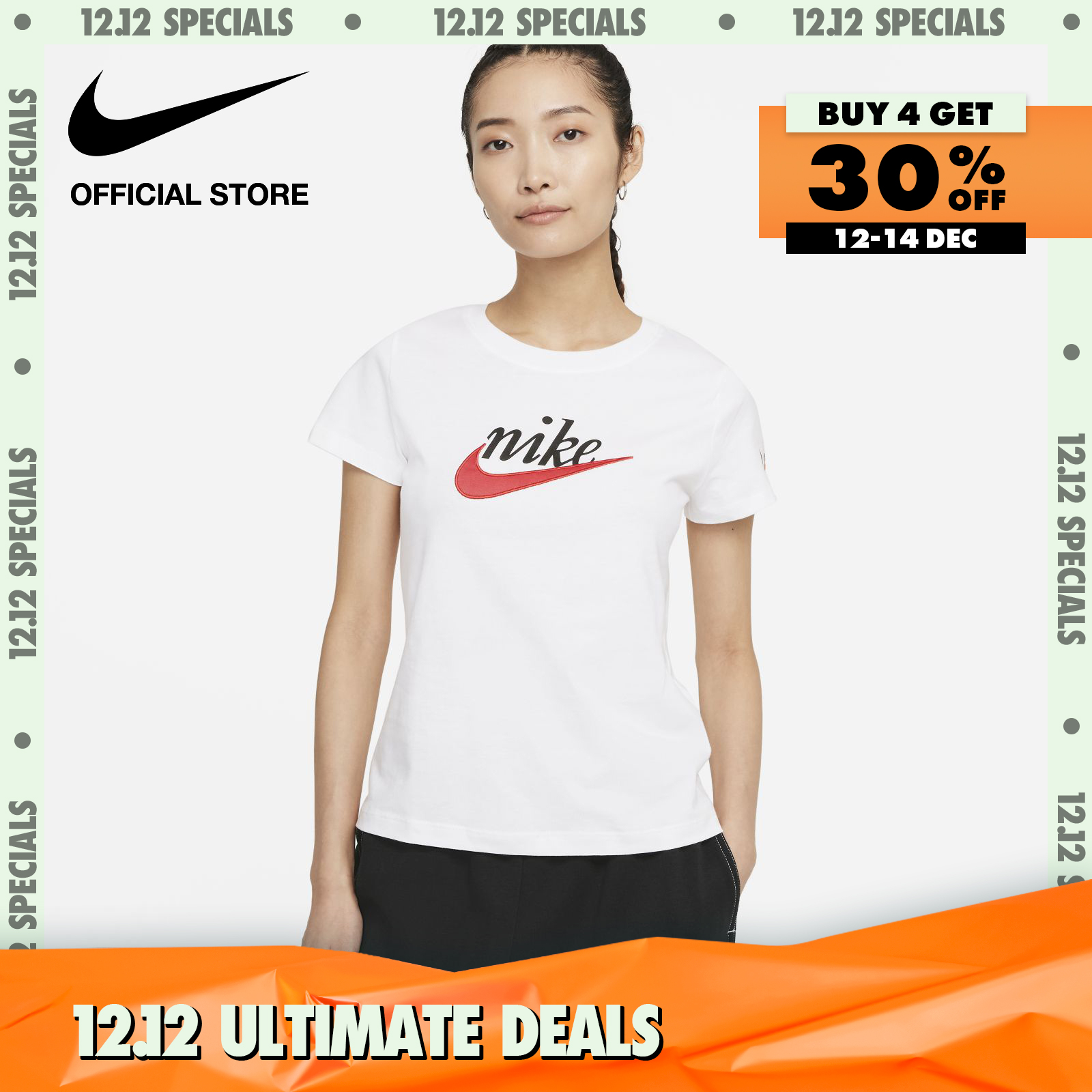 Nike Women's Sportswear REG Swoosh Seasonal T-Shirt - White