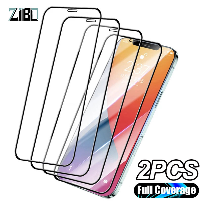 2Pcs Full Coverage HD Tempered Glass Phone Film For iPhone 13 14 Pro Max Plus 12 11 Pro XS Max XR X 7 8 6 6S Plus SE 2020 12 13 Mini 9H Hardness Screen Protection Film
