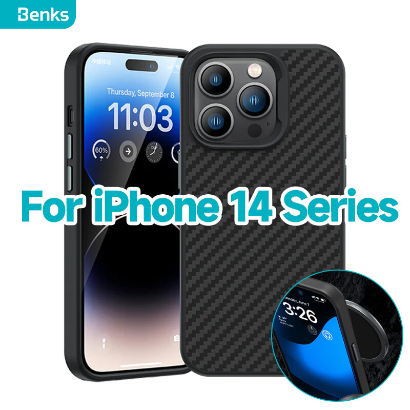 Benks Magnetic Kevlar® Aramid Fiber Case For iPhone 14 Plus Pro Max Ultra Thin Anti-Drop Anti-Fingerprint All-Inclusive TPU Protective Cover Shell