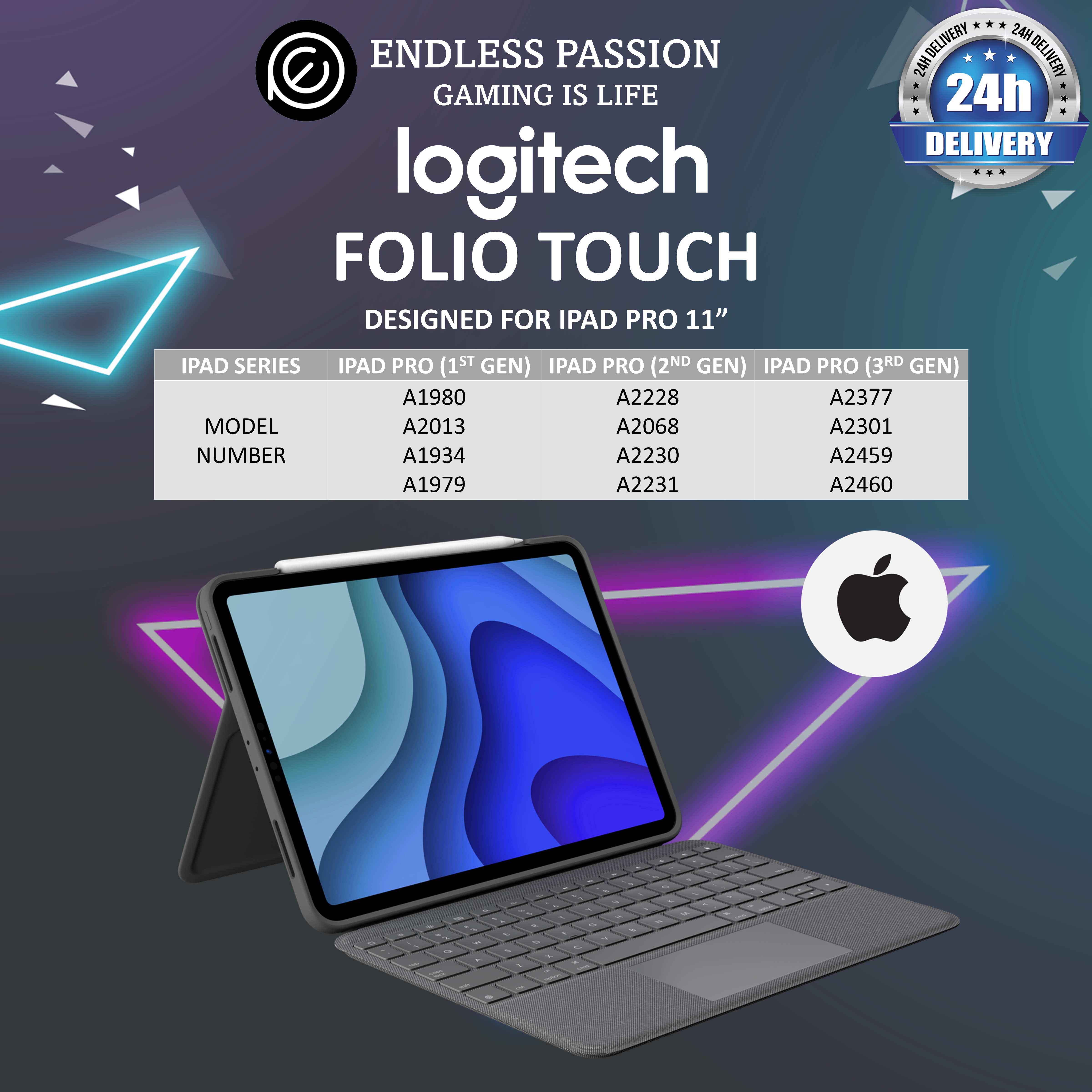 Logitech Folio Touch for iPad Pro 11 inch (1st, 2nd, and 3rd Generation) iPad Keyboard Case with Trackpad and Smart Connector