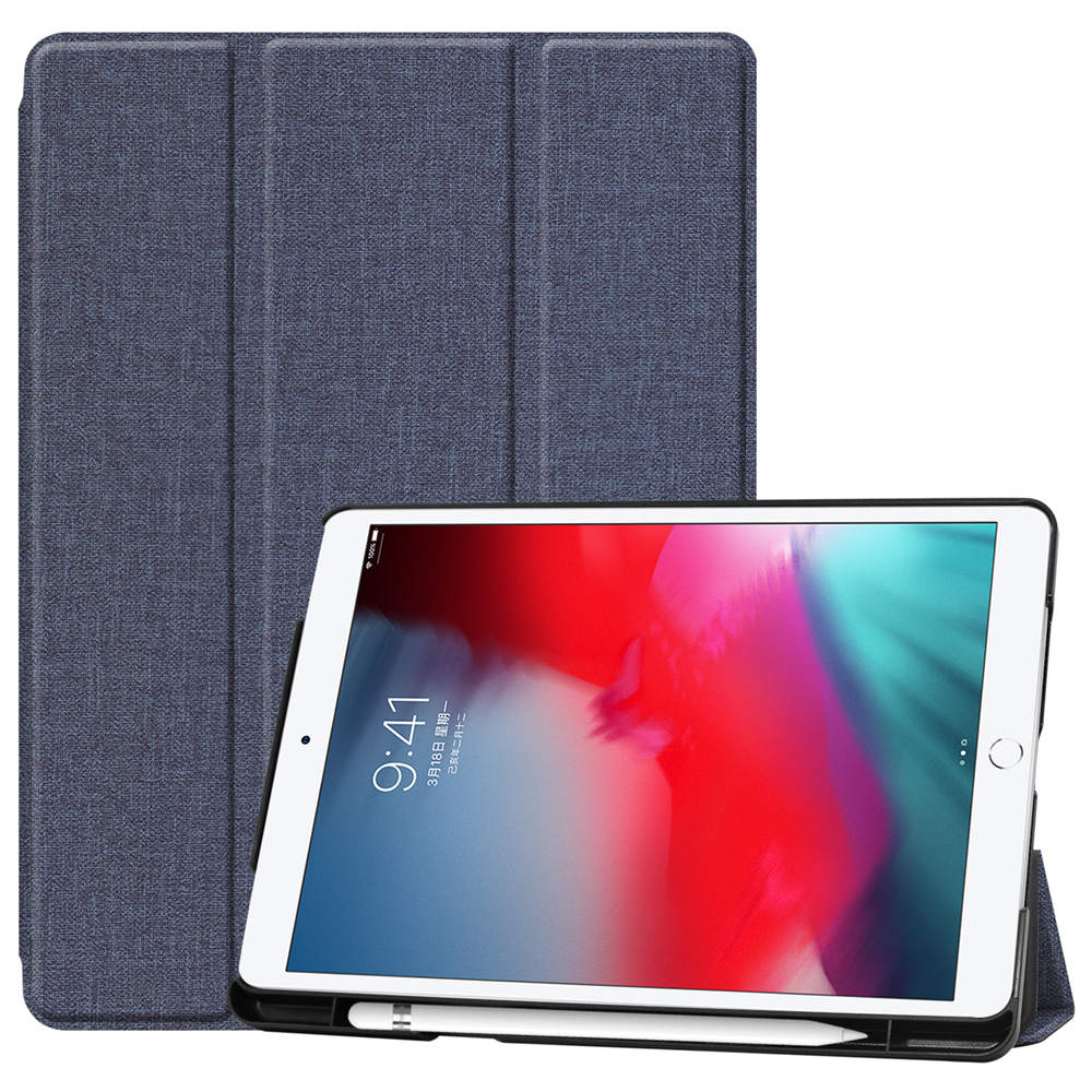 [SG] Apple iPad 7 7th Gen | 8 8th Gen | 9 9th Gen 10.2 Inch / Air 3 3rd Gen | Pro 10.5 inch - Durable Wear Resistant Canvas Leather + Hard Opaque Hybrid Tough Back Magnetic Smart Cover with Inner Penc