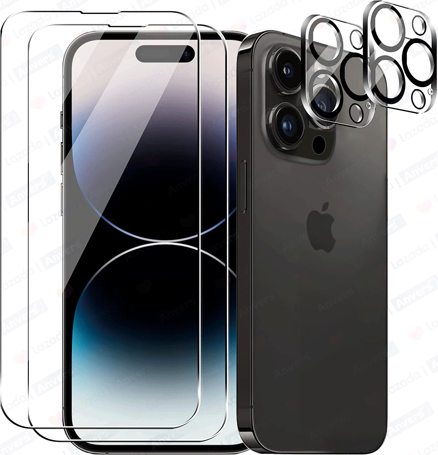 【iPhone 14 Pro Max Camera Protector Set】Anvers 2+2 Pack Screen Protector and Camera Lens Protector (Full Coverage Black Trim),with Apple iPhone 14 Pro Max, Clear/Matte/Privacy/Anti-Bluelight Tempered 