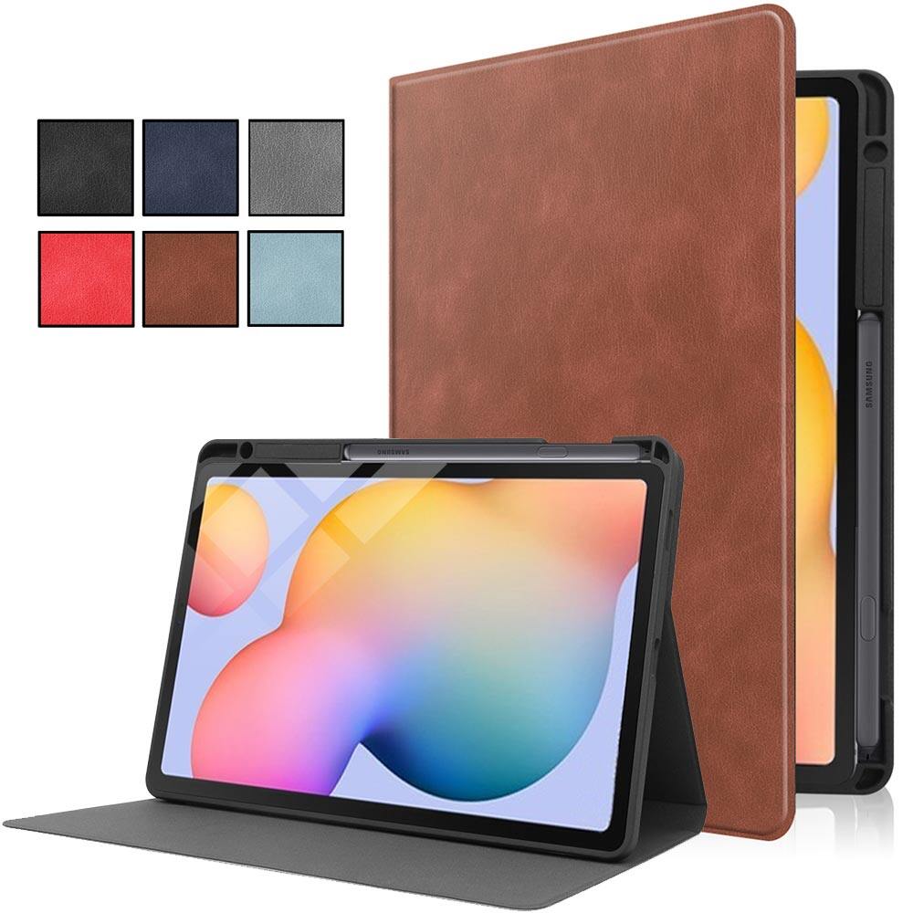 for Samsung Tab S6 Lite Case with Pencil Holder,Premium Leather Flip Cover Soft TPU Inner Stand Case with Auto Wake/Sleep Smart Case for Galaxy Tab S6 Lite 10.4 inch 202 2020 SM-P613/P619/P610/P615