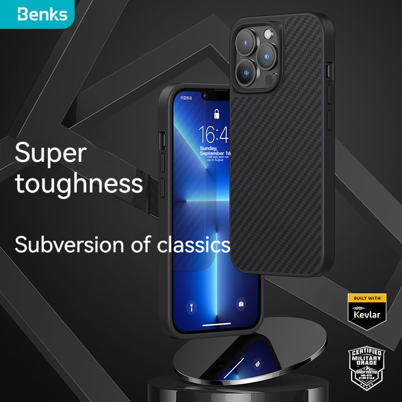 Benks Magnetic MagClap Hybrid Case for IPhone 13 14 Plus Pro Max Kevlar Aramid Fiber Ultra-Slim Anti-Drop Shock Absorption All-Inclusive TPU Phone Protection Cover