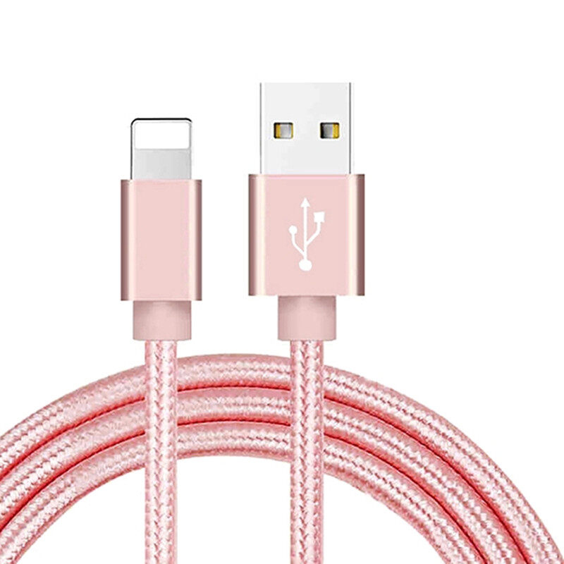 Heavy Duty Metal Nylon Braided Lightning USB Fast Charger Data Cable 1M 2M 3M Compatible with IPhone X 7 6 5