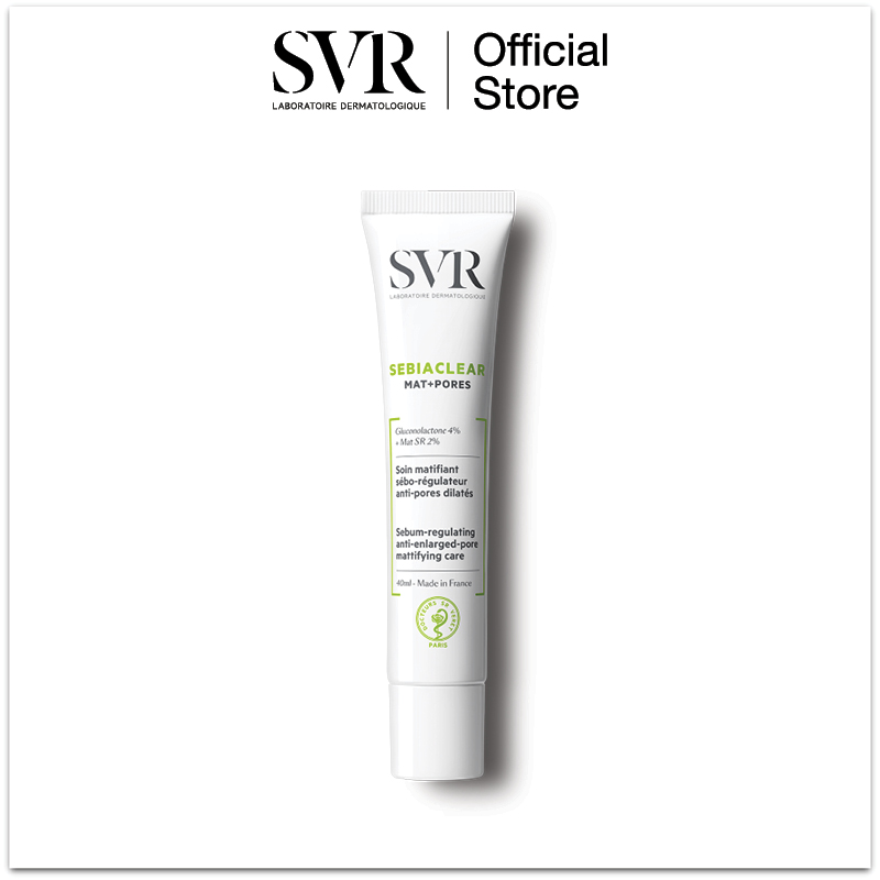 SVR SEBIACLEAR Mat+Pores Mattifying Pore Refiner Cream 40ml - Sebum-Regulating Mattifying Enlarged Pore Treatment. For Combination and Oily Skin even Sensitive Skin