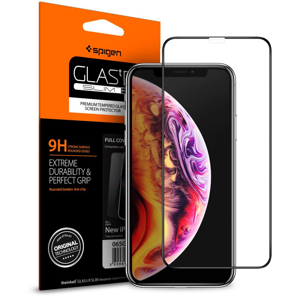Spigen iPhone 11 Pro Tempered Glass iPhone XS Screen Protector Full Coverage 9H defense Precise Fit Scratch Defense Premium Quality