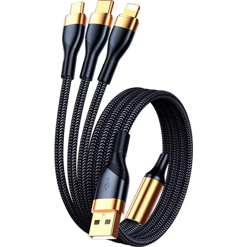 super fast charge 3 In 1 USB Cable charging cable data cable suitable for all mobile phones one-to-three charging cable