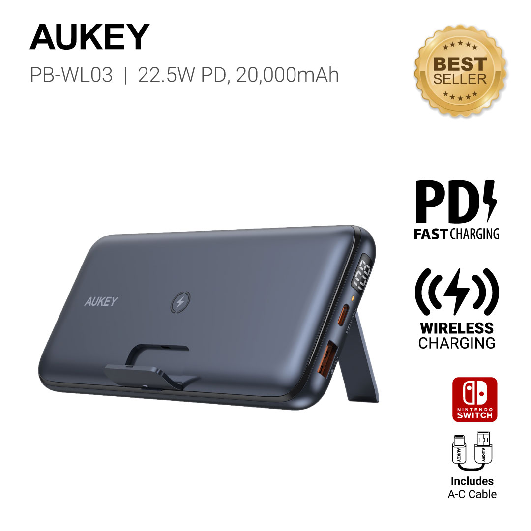 Aukey PB-WL03 20000mAh PD22.5W Wireless Power Bank PD