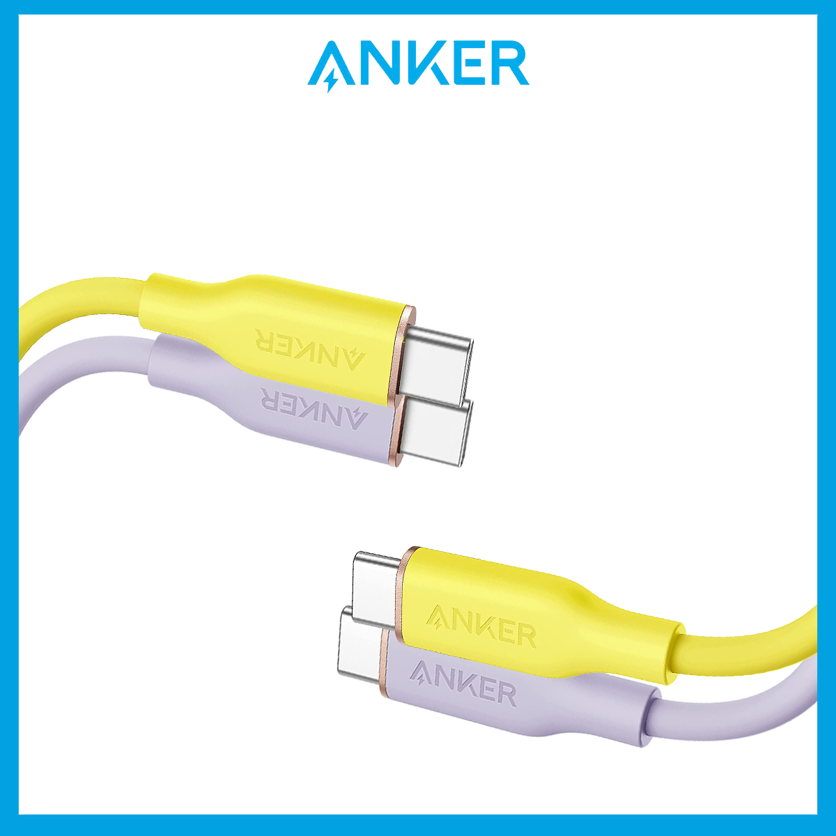 Anker 643 (COLORS) PowerLine III Flow USB-C to USB-C Cable 100W 6ft, USB 2.0 Type C Charging Cable Fast Charge for MacBook Pro 2020, iPad Pro 2020, iPad Air 4, iPad Mini 6, Galaxy S21, Pixel, Switch