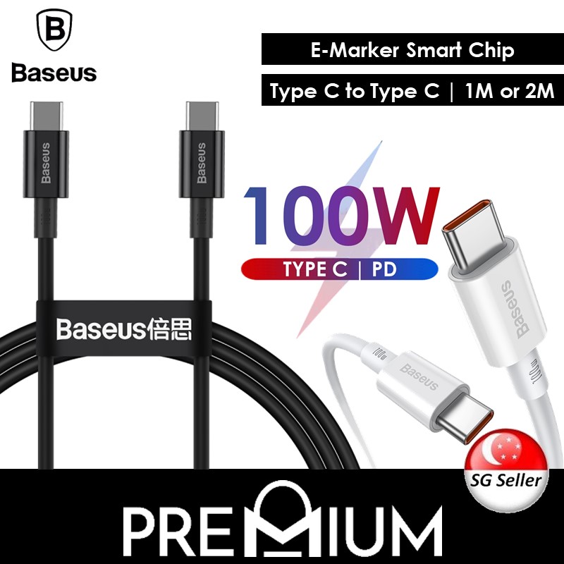 BASEUS 100W Type C to Type C USB Superior Series Fast Charging Charge Data Cable  Compatible with Samsung S22 S22 S21 S20 plus ultra Note 20 10 S10 S10e S9 Note 8 S8 Plus Note 9 Xiaomi iPad Pro Huawei