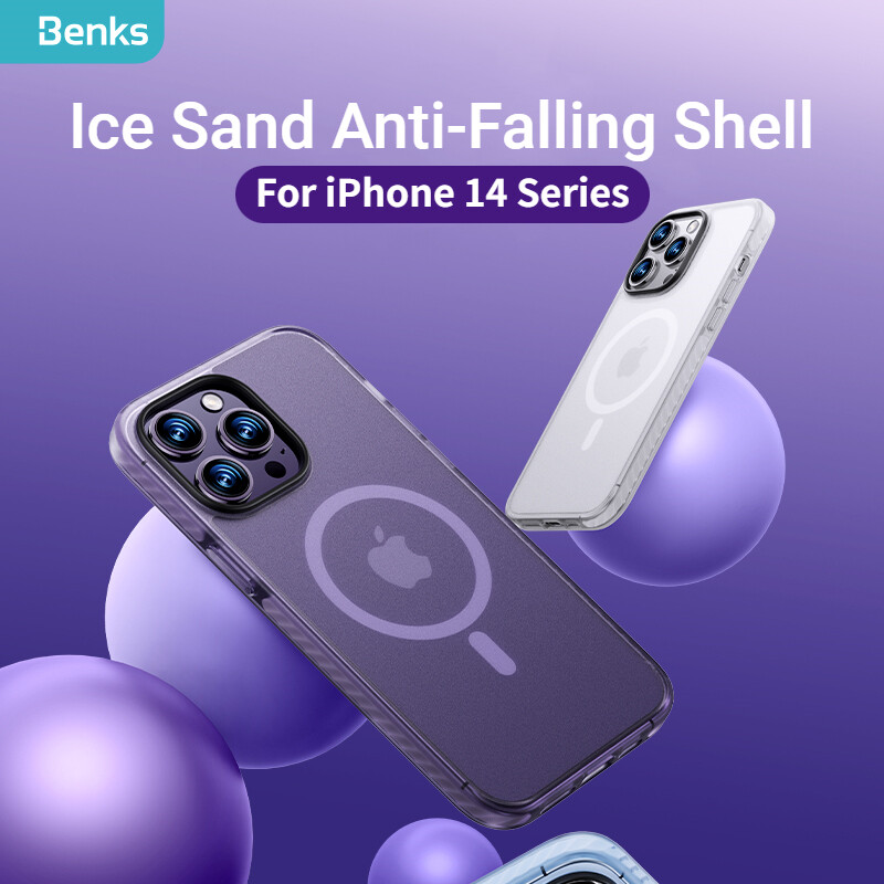Benks Ice Sand Anti-Falling Shell For iPhone 14 Plus Pro Max Magnetic Anti-Fingerprint Airbag Cover All Inclusive Phone Case