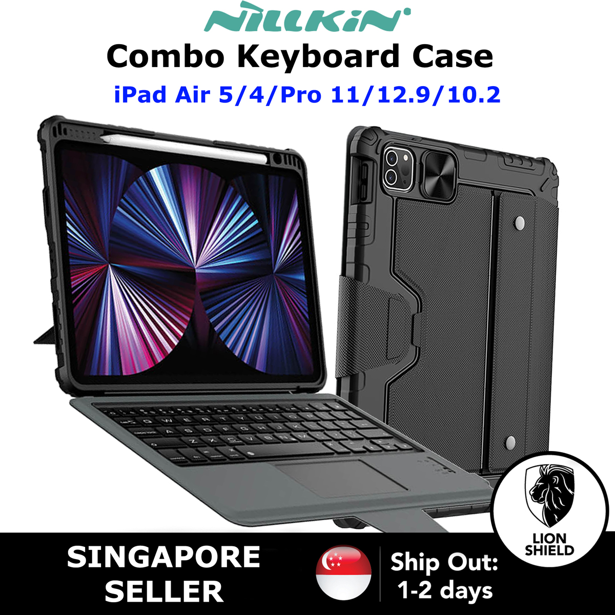 [SG] Nillkin Bumper Combo Keyboard Case, Compatible with iPad Air 5/4 /10.2 / Pro 11 (Gen 4/3/2, 2022/2021/2020) / Pro 12.9 (Gen 6/5/4, 2022/2021/2020) - Delicate Casing Cover