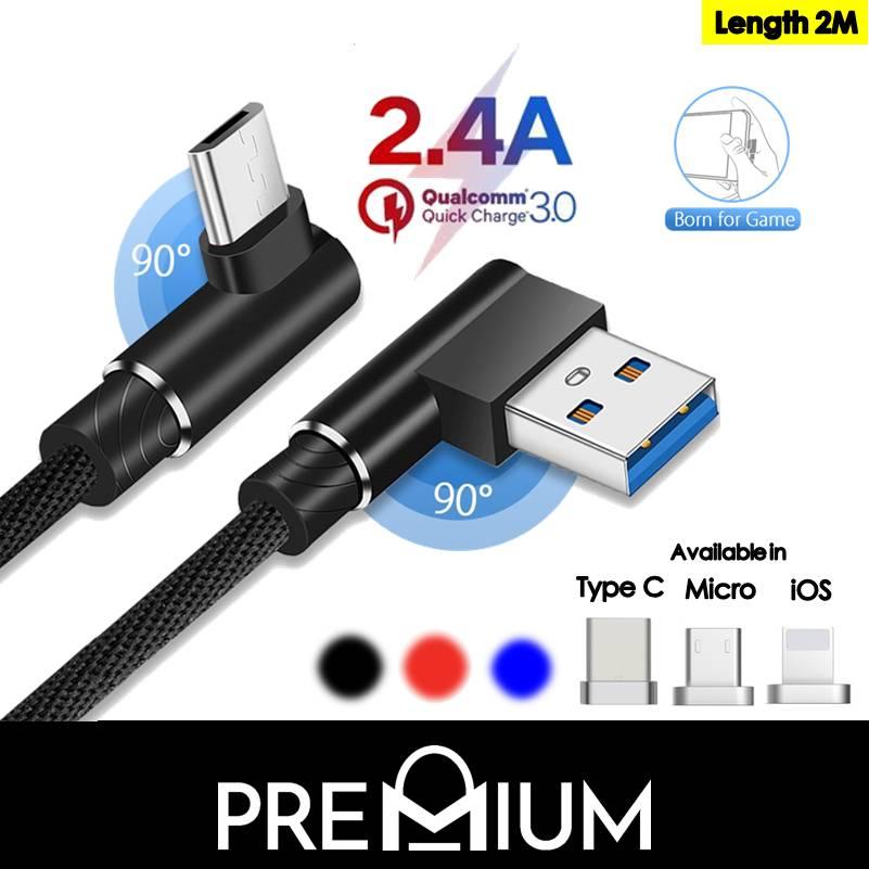 Canvas Fast Charge Cable - 90 Degree L 2M Double Elbow Quick Charge 3.0 QC Nylon Braided Charger Charging Compatible with  iP 13 12 5.4 6.7 Mini Xs Max X Xr 8 7 6 6S 5 5S Plus + iPd Air Type C USB C S