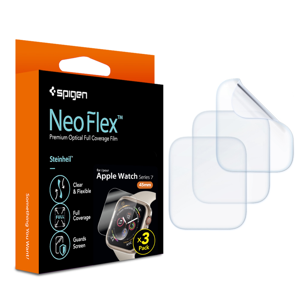 [Front 3 pcs] Spigen Apple Watch Series 8 / SE 2 / 7 / SE / 6 / 5 / 4 (45mm / 44mm) Neo Flex Screen Protector Film