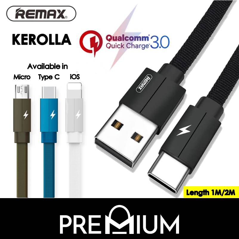 REMAX 1M 2M Kerolla Fast Quick Charge Charging Charger Data USB Cable Nylon Braided Compatible with Phone  iP 13 12 5.4 6.7 Mini NEW SE 2020 2nd Gen Xs Max X Xr 8 7 6 6S 5 5S Plus Type C USB C Samsung