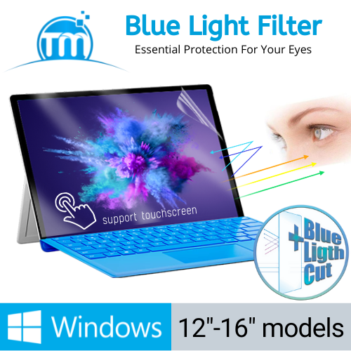 【TM】 Anti Blue Light Screen Protector for Windows Laptop 12 13 14 15 16 inch, Matte finish, Anti-Glare, Anti-UV, Adhesive (Stick-On)