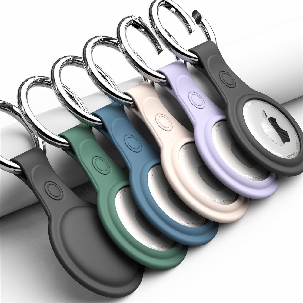 Airtag Soft Silicon Case Cover Holder Anti-Scratch Anti-Lost Keychain Airtags locator Tracker Anti-drop Case [cchoice]