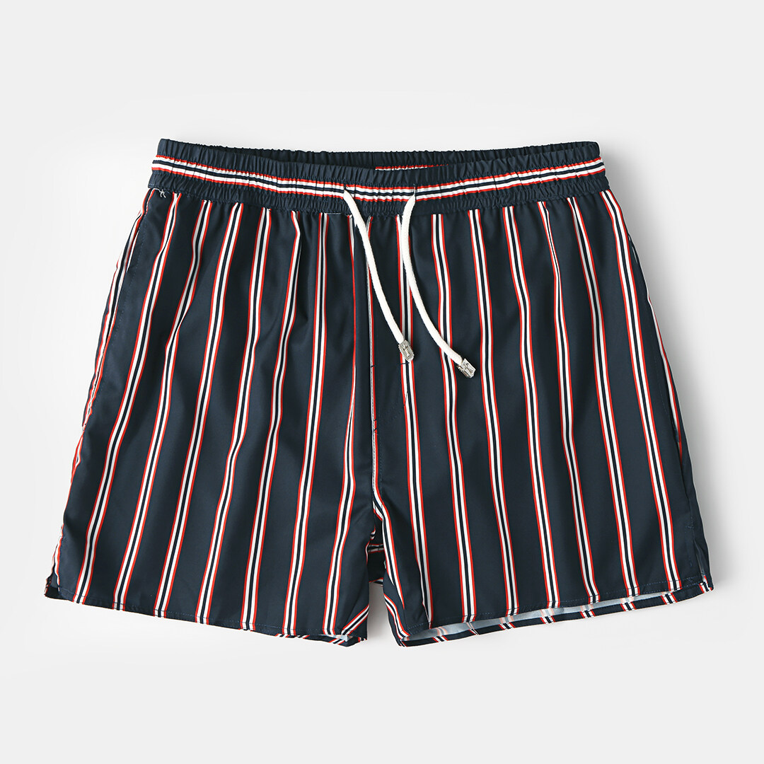 INCERUN YOINS Mens Stripe Swim Trunks Drawstring Quick Drying Mini Shorts Running Lounge Shorts with Lining Swimwear
