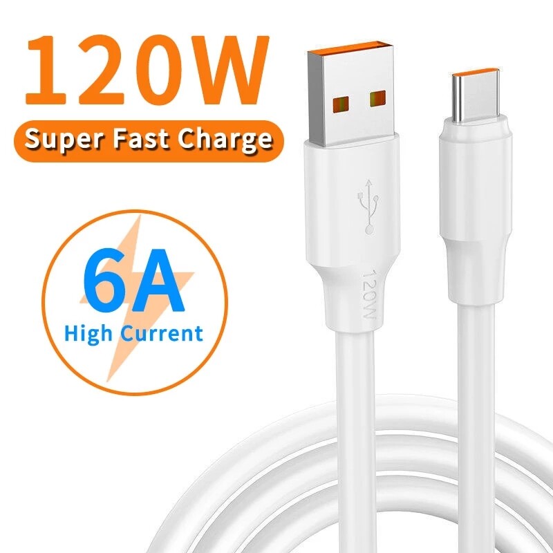 120W Python Data Cable for Samsung Huawei Xiaomi OPPO Type C 120W Python Data Cable Super Fast Charge 6A Mobile Phones That
