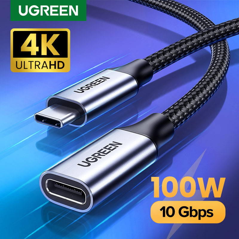 UGREEN USB C Extension Cable USB Type C 3.1 Gen 2 Male to Female Fast Charging & Audio Data Transfer Cable for MacBook Pro iPad UGREEN USB Type C Extension Cable - USB 3.2 Gen2 Extender 3FT 10Gbps Dat