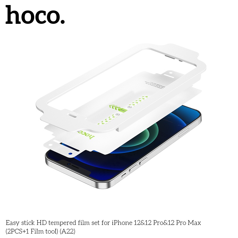 HOCO 2pcs +1 Film tool for Apple iPhone 12 pro Max A22 HD Tempered Glass Film Screen Protector 3D Full Protective Cover for iphone12