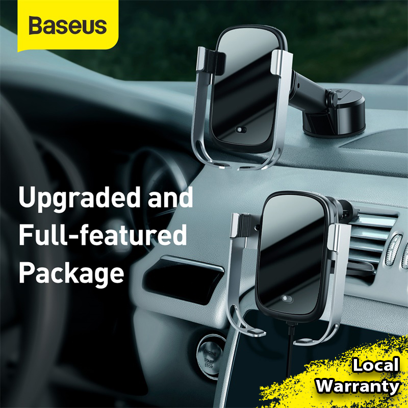 Baseus 10W Rock-solid Electric Wireless Car Mount Holder Dashboard Air Vent Infrared Wireless Charger Kit (with QC car charger)