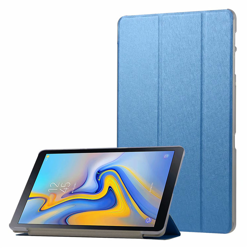[SG] Samsung Galaxy Tab A8 10.5 inch / Tab A7 10.4-inch - Premium Leather Silk Textured Front + Hard Translucent Back Magnetic Smart Cover Case Casing