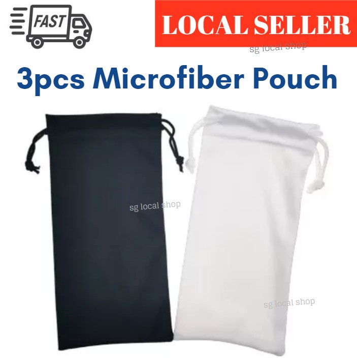 [SG In-Stock] 3pcs Soft Microfiber Black Pouch for Powerbank Eyeglass Sunglass Small Item Electronics Power bank Bag Case
