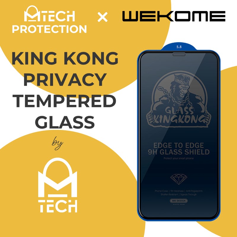 WK King Kong 3D Privacy Tempered Glass Full Cover Compatible with iPhone 14 Pro Max Plus 13