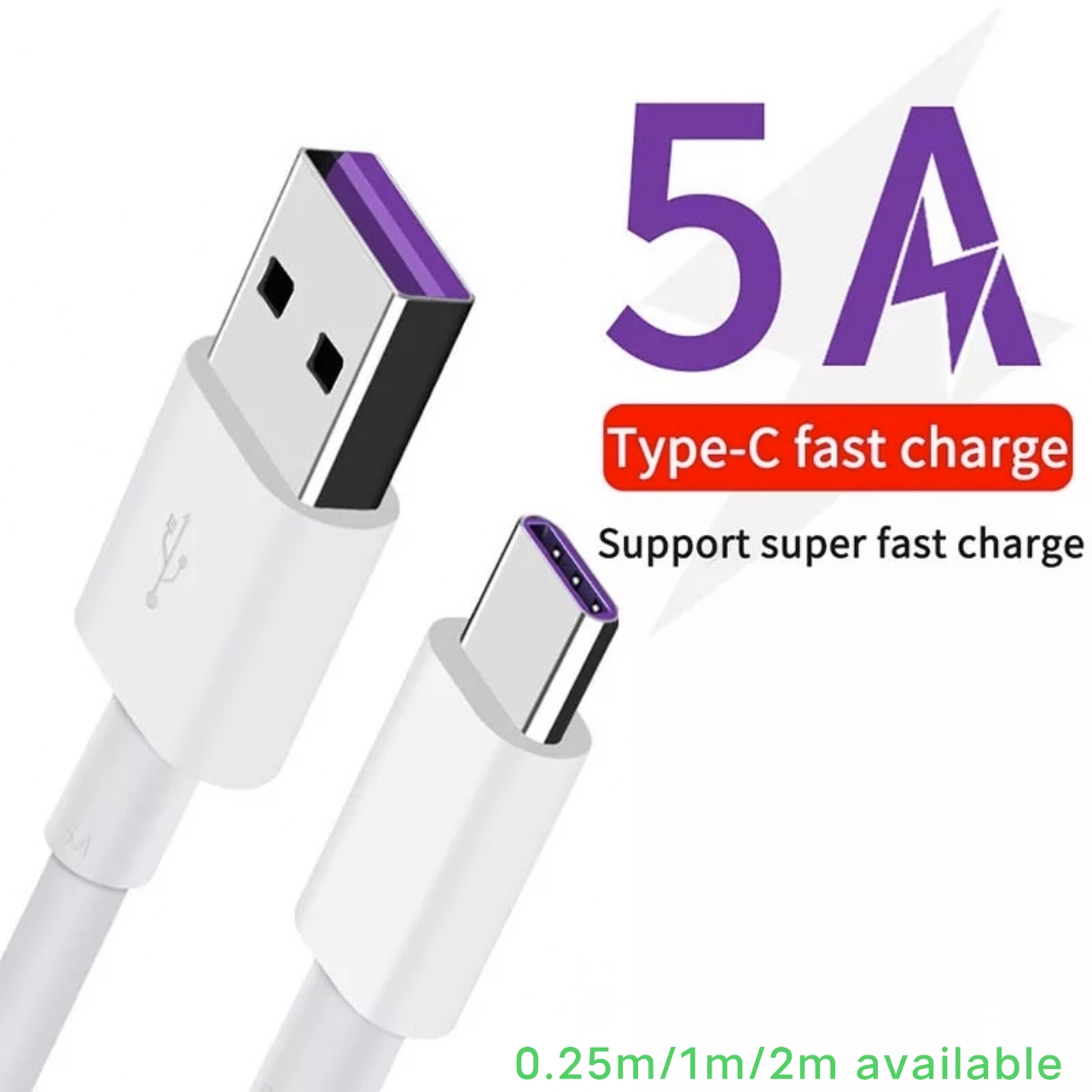 USB C Type C fast charging Cable compatible for Samsung Huawei oppo xiaomi phones USB 3.1 Type-C Supercharge Super Charger Cable white color 0.25m 1m and 2m available