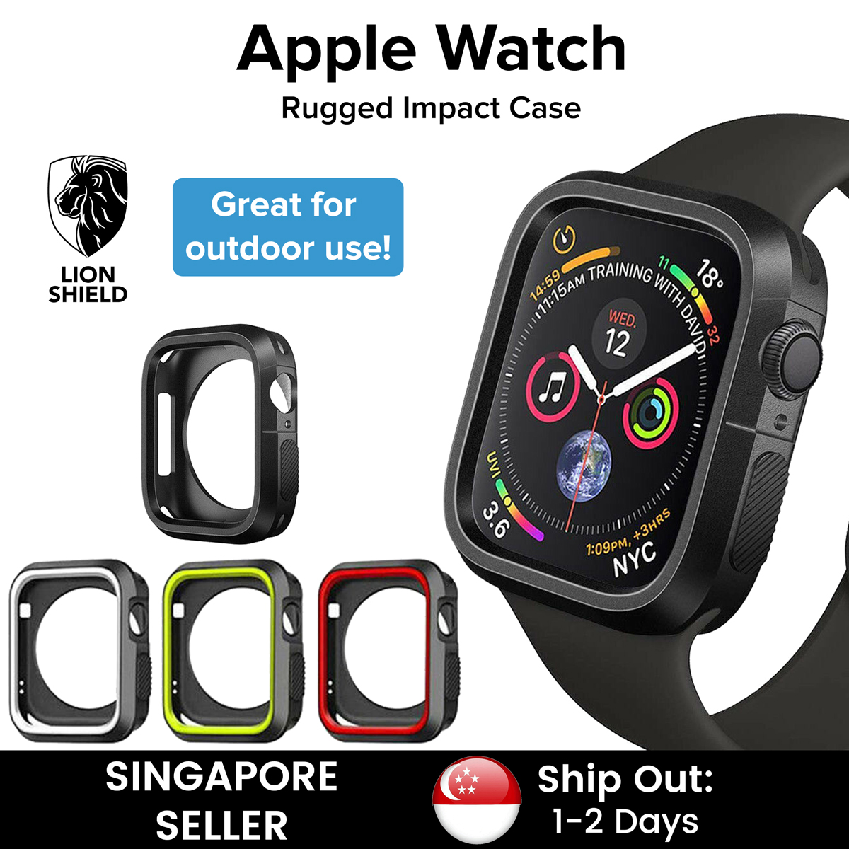 [SG] LionShield Rugged Impact Apple Watch Ultra/8/SE 2/7/6/SE/5/4/3/2/1 Case 49mm 45mm 41mm 44mm 40mm 42mm 38mm Cover Casing