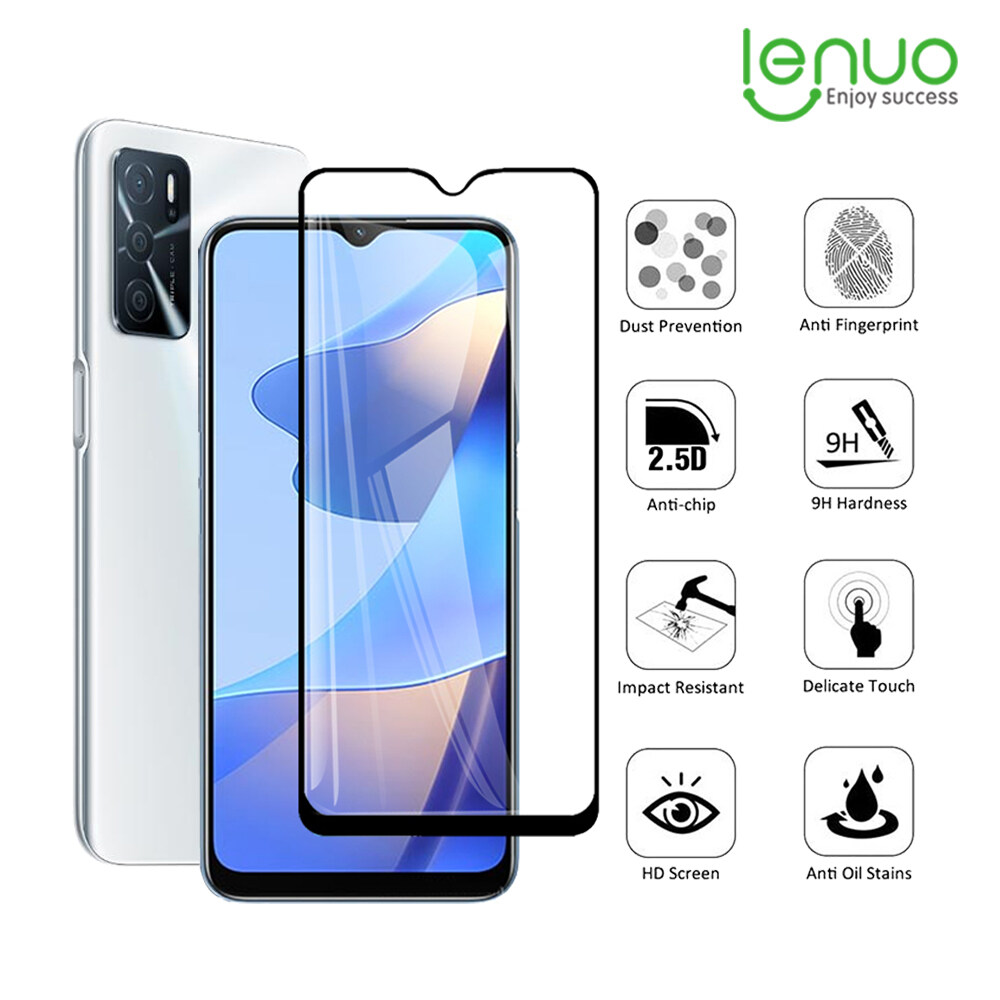 Lenuo Tempered Glass for Oppo A16 A15 A15s A54 A74 Full Cover Screen Protector Anti-Explosion 9H Complete Covering Full Glue Glass Protective Film