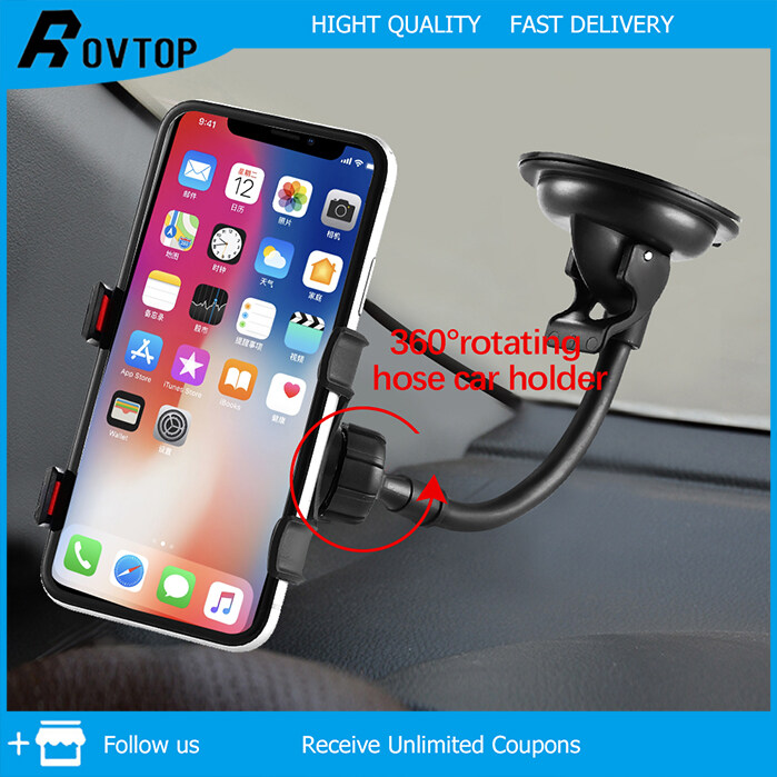 Rovtop Mobile Car Holder Mobile Stand 3in1 360 Degree Rotating Mobile Phone Holder,Suction Cup Bracket Lazy Double Clip Car Phone