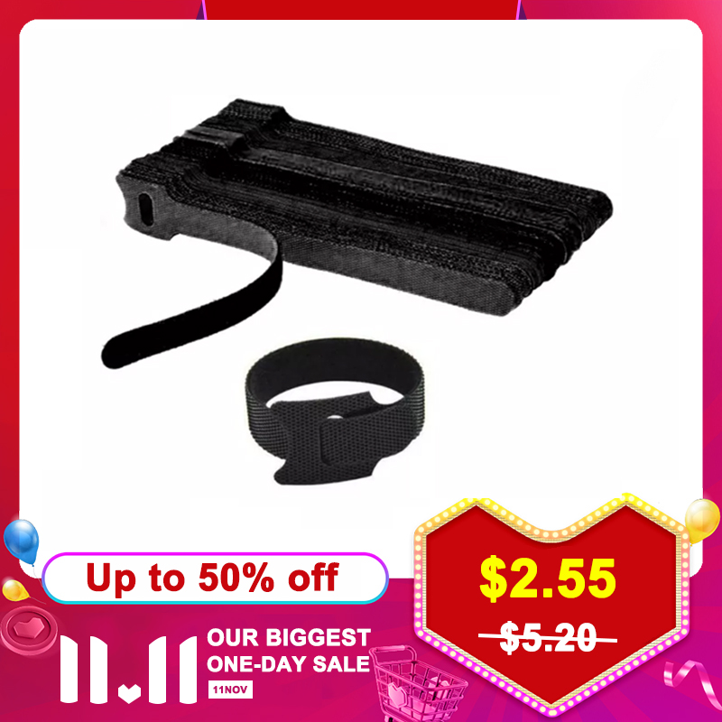【happy-Store】50pcs Self-adhesive Fixed Velcro Tape Nylon Velcro Cable Tie Wire Reusable Hook and loop fastener Tape Velcro Strap Wire Ties