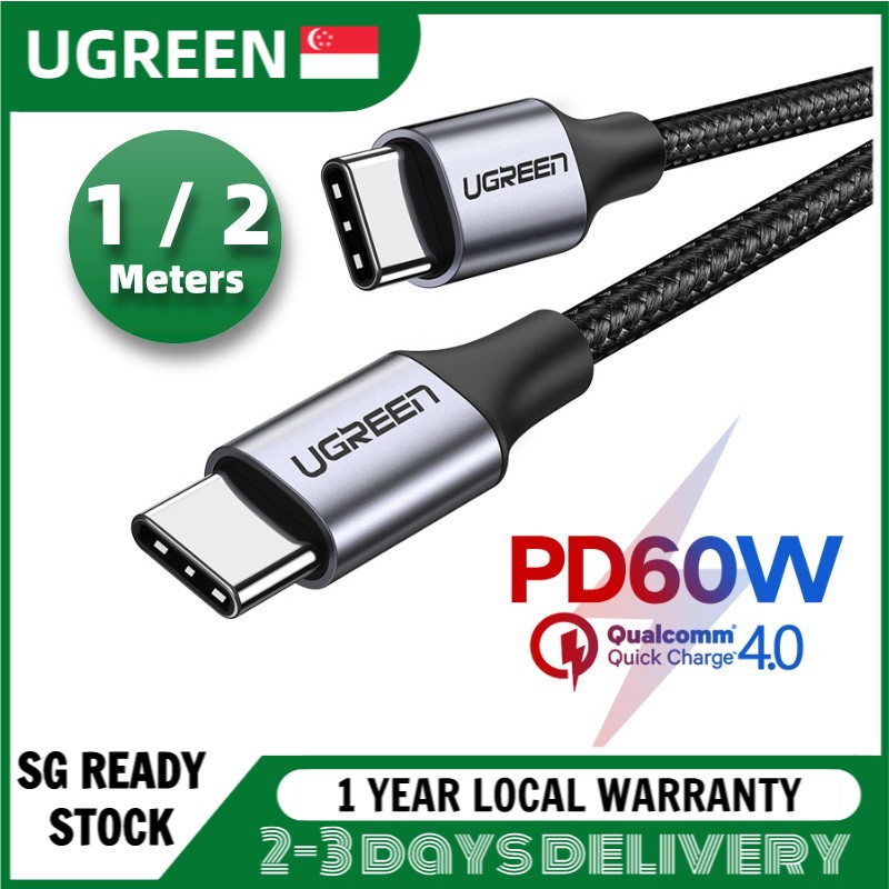 UGREEN 60W USB C to USB Type C Cable USB-C Fast Charge Data Line USBC Type-C PD Phone Cable for M1 MacBook, iPad, Xiaomi Mi 10 Pro, Samsung, Huawei
