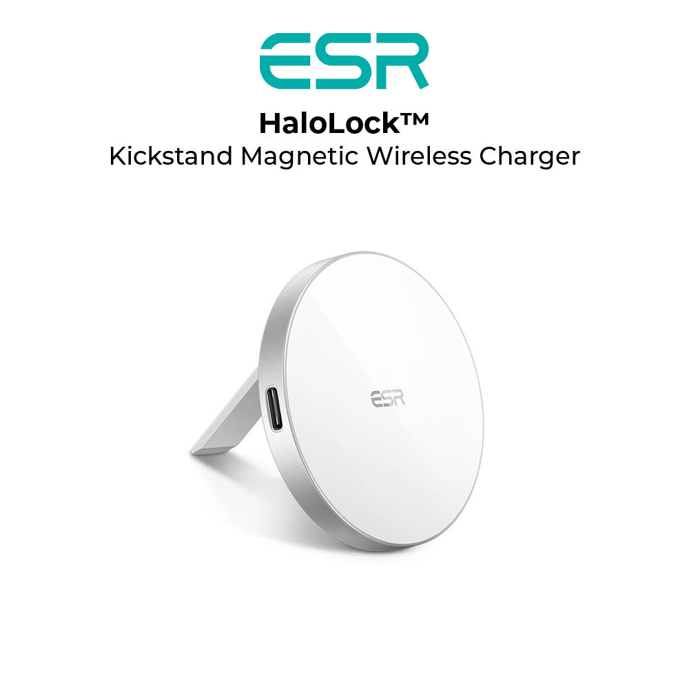 ESR HaloLock Kickstand Wireless Charger, MagSafe-Compatible Charger for iPhone 13/13 Pro/13 mini/13 Pro Max/12/12 Pro/12 mini/12 Pro Max