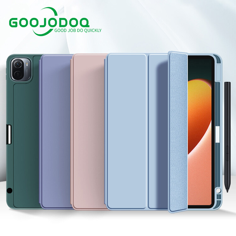 GOOJODOQ For Xiaomi Pad 5 5Pro 5 Pro 5G 11inch Ultra-thin Acrylic Leather Case Transparent Shockproof Back Cover With Pen Holder Support Charging