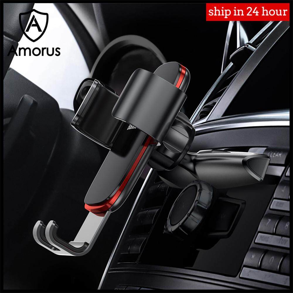 Amorus Baseus Gravity Car Phone Holder for Car CD Slot Air Vent Mount Phone Holder Stand for iPhone X Samsung Metal Mobile Phone Holder