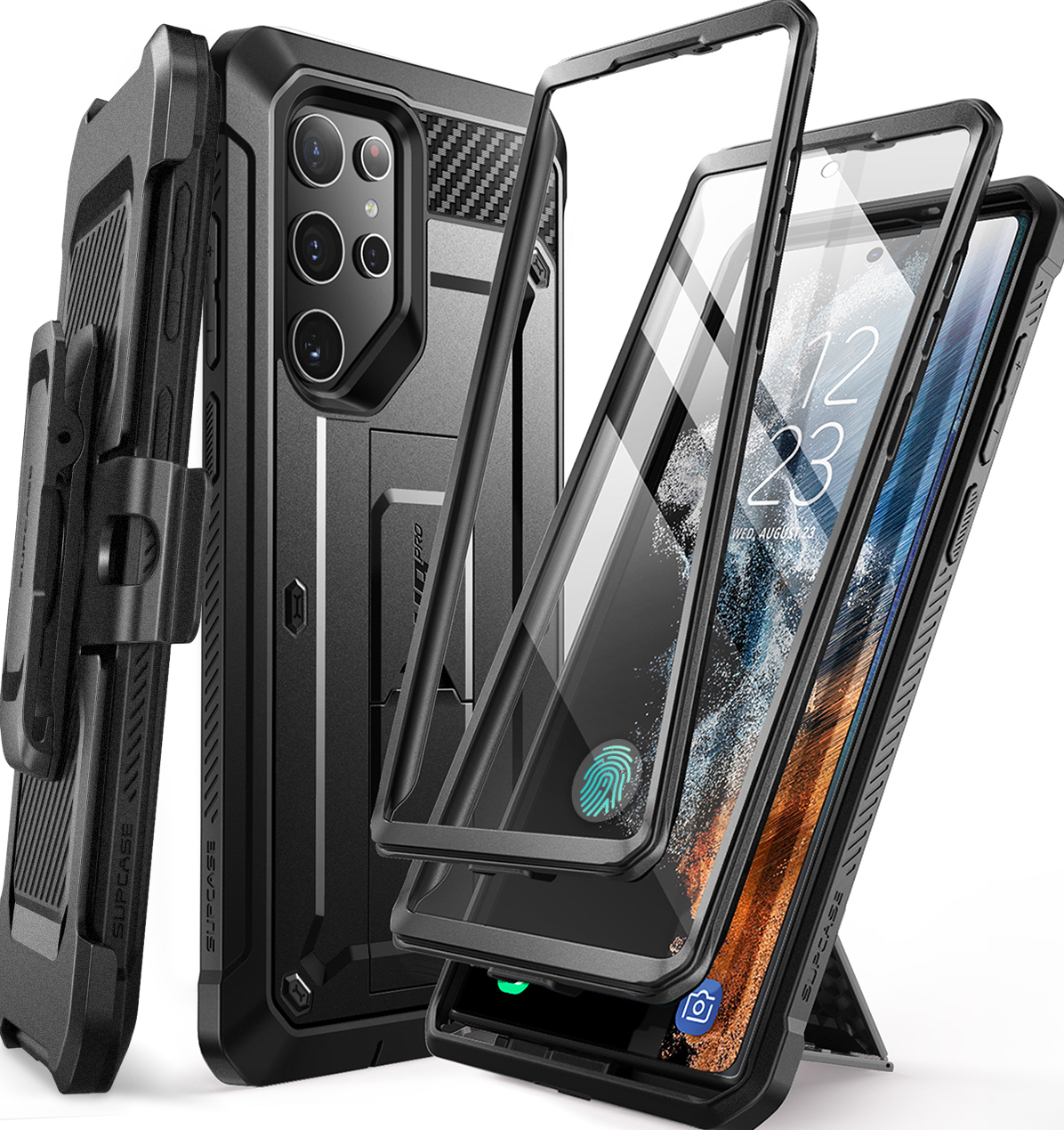 SUPCASE Unicorn Beetle Pro Case for Samsung Galaxy S22 Ultra 5G (2022 Release), [Extra Front Frame] Full-Body Dual Layer Rugged Belt-Clip & Kickstand Case with Built-in Screen Protector